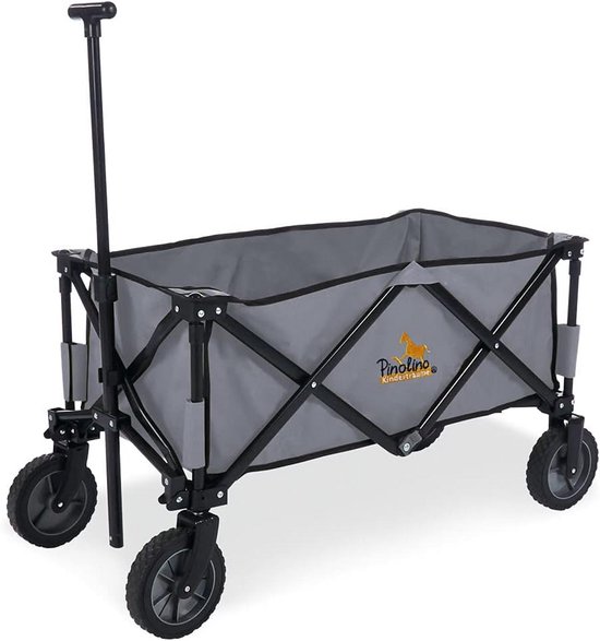 Opvouwbare Bolderkar met Telescoopstang en PU-Wielen, Laadvermogen 50 kg, Grijs