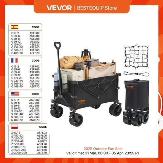 Opvouwbare Bolderkar met Terreinwielen en Bekerhouders - Steekwagen voor Kamperen, Winkelen, Tuin en Strand van Sekey