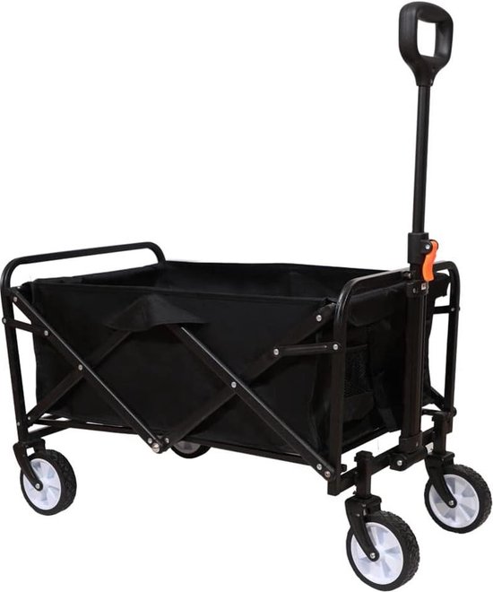 Opvouwbare bolderkar met universele wieltjes - transportwagen met afneembare opbergtas - verstelbare picknickwagen - medium formaat - zwart Bolderkar van Greenwood.