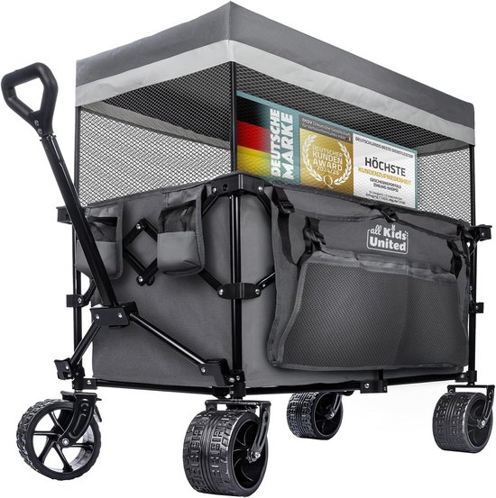 Opvouwbare Bolderkar met XXL Banden en Rem - Transportwagen voor Strand, Tuin & Camping (150 kg)