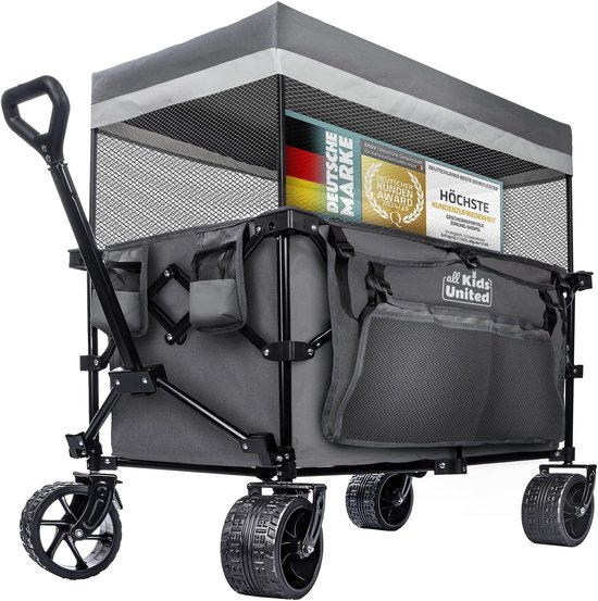 Opvouwbare Bolderkar met XXL Banden en Rem - Transportwagen voor Strand, Tuin & Camping (150 kg) van Opvouwbare Bolderkar