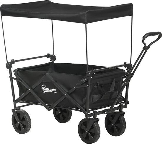 Opvouwbare Bolderkar met Zonnedak - Tuinwagen voor Outdoor Avonturen, Draagvermogen tot 100 kg van Craftmax