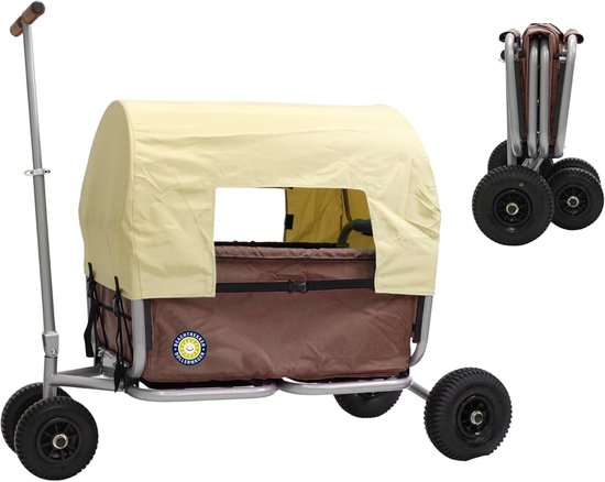 Opvouwbare Bolderkar met Zonnekap en Parkeerrem - Ideaal voor Strand en Buitenactiviteiten van LifeGoods