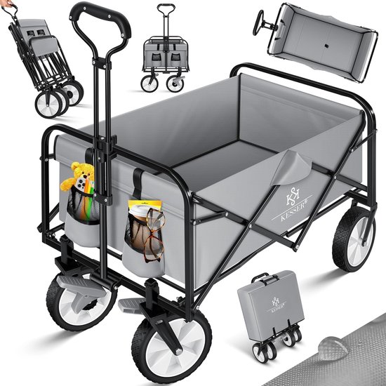 Opvouwbare Bolderkar - Multifunctionele Transportkar met 80 kg Lastvermogen en Draaibare Wielen van MaxxGarden