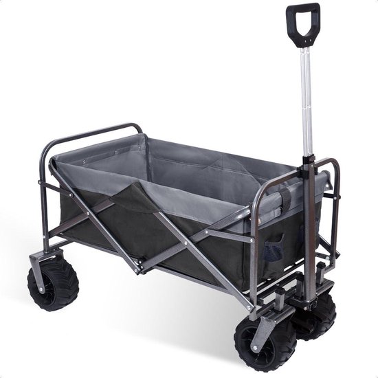 Opvouwbare Bolderkar - Multifunctionele Transportwagen voor Buiten, Tuin en Strand - 120x62x98 cm met Massieve Banden van Froggy