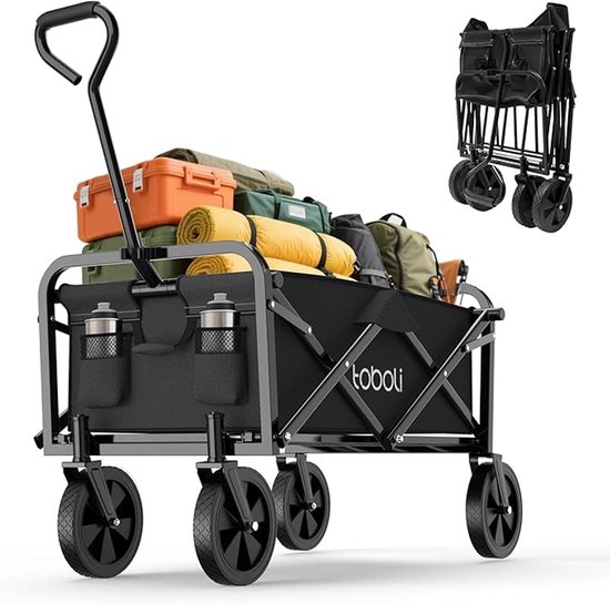 Opvouwbare Bolderkar - Offroad Bolderwagen - Tot 100 kg Draagkracht - Trolleywagen - Met Telescopische Handgreep