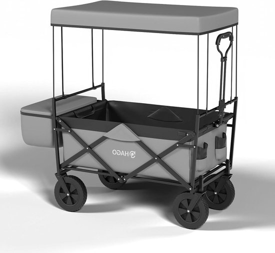 Opvouwbare bolderkar - Outdoor wagen - Familie uitstapjes - Met zonnedak - 80 kg draaglast - Grijs