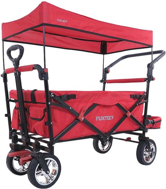 Opvouwbare Bolderkar - Ruime, Duurzame Transportkar met Dubbele Remmen en UV-bescherming voor Kinderen en Outdoor van LifeGoods