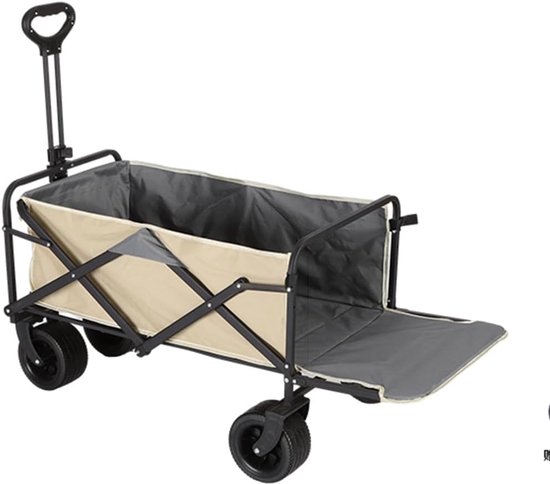 Opvouwbare Bolderkar - Stevige Transportkar - Kamperen Strand Boodschappen - Met Achterklep Terreinwiel - 48x117x96 cm - Grijs van Opvouwbare Bolderkar