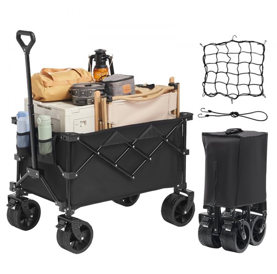 Opvouwbare Bolderkar - Strandkar en Transportkar - 600D Oxford-stof met PVC-coating - 113 L Inhoud - 113 kg Draagvermogen - 85,5 x 50 x 107 cm van Merkloos