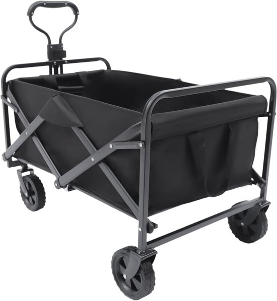 Opvouwbare Bolderkar - Strandkar Tuinkar - Buiten Transport - Grote Capaciteit 80kg - 80x46x36cm - Zwart