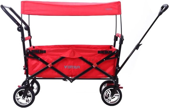 Opvouwbare Bolderkar - Transportkar Tuin - Gezinsuitjes en Werk - Dubbel Remsysteem - 75 kg Belastbaar - Rood