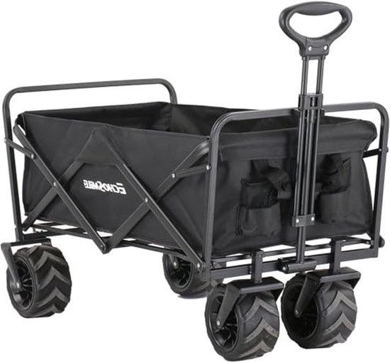 Opvouwbare Bolderkar - Transportwagen Handwagen - Zware Lasten Vervoeren - 160 kg Belastbaar - 200 Liter Capaciteit - Zwart