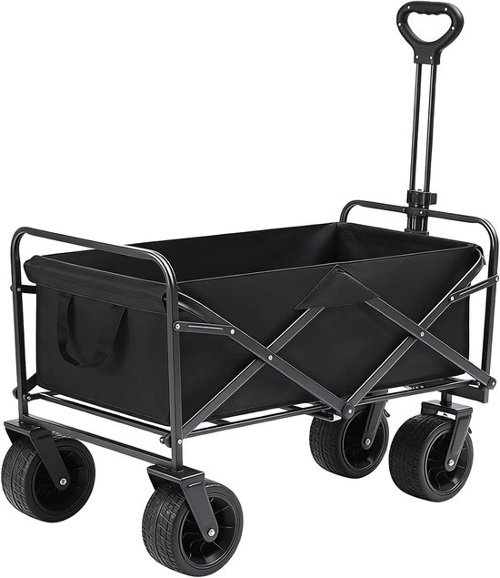 Opvouwbare bolderkar - Transportwagen tuinwagen - Spullen vervoeren - 360 graden wielen - 400 liter 250 kg - Zwart