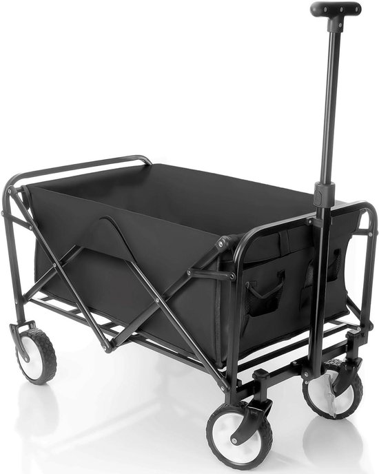 Opvouwbare Bolderkar - Transportwagen - Vervoer van spullen - Belastbaar tot 80 kg - 75 cm lengte - Zwart