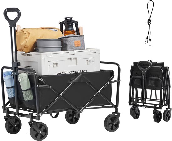 Opvouwbare Bolderkar Van , 2 Kubieke Voet Strandkar met Terreinbestendige 5-Inch Wielen, Robuust Draagvermogen Van 220 Lbs, Opvouwbare Bolderkar met Bekerhouders voor Kamperen, Winkelen, Sport van MacSports