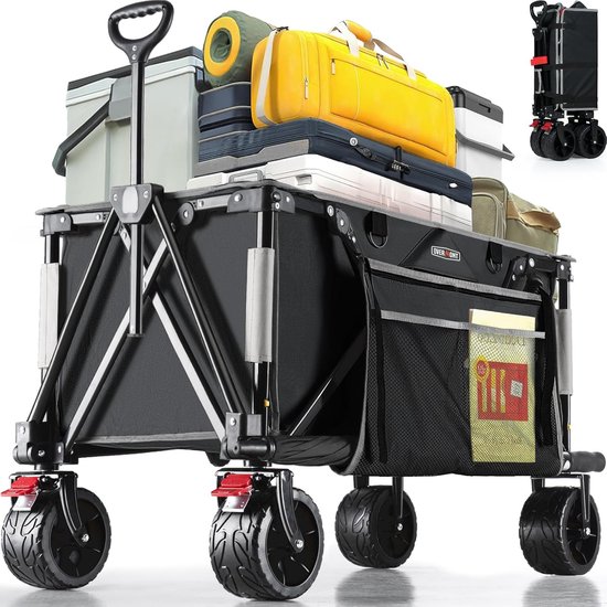 Opvouwbare bolderkar voor alle terreinen met brede wielen en verstelbare handgreep van TecTake