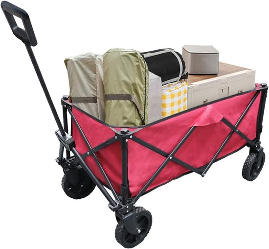 Opvouwbare Bolderkar voor Boodschappen en Tuin, Grote Draagbare Transportwagen met 360° Draaibare Wielen en Rem van LifeGoods