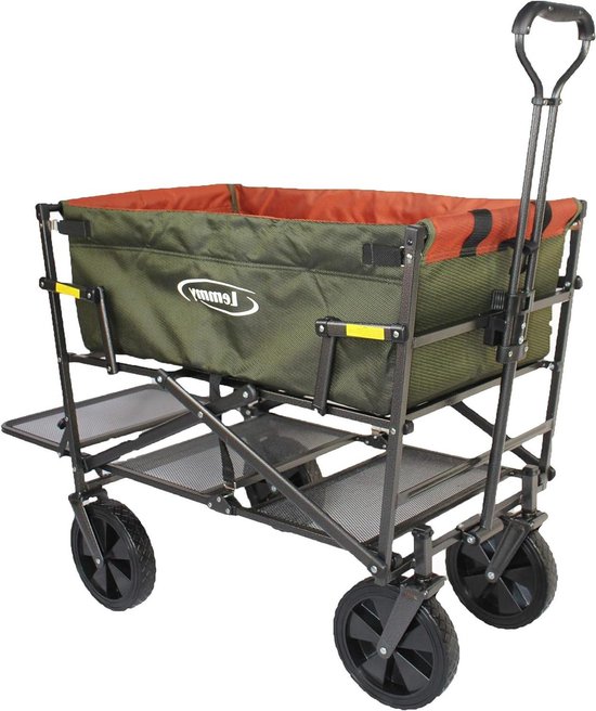 Opvouwbare bolderkar voor Europees kampioenschap biertransport - XXL dubbeldekker - kaki - zonder vaste riem van Merkloos