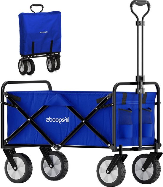 Opvouwbare bolderkar voor kinderen - handwagen met tuinwagen - transportwagen inklapbaar - strandwagen inklapbaar tot 80 kg - 94 liter - 98 x 45 cm - blauw Bolderkar van TecTake