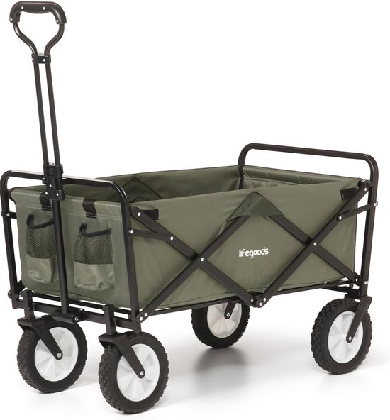 Opvouwbare Bolderkar voor Kinderen - Handwagen, Transportwagen en Tuinwagen tot 70 kg - 94 Liter, 98 x 45 cm, Groen van Opvouwbare Bolderkar
