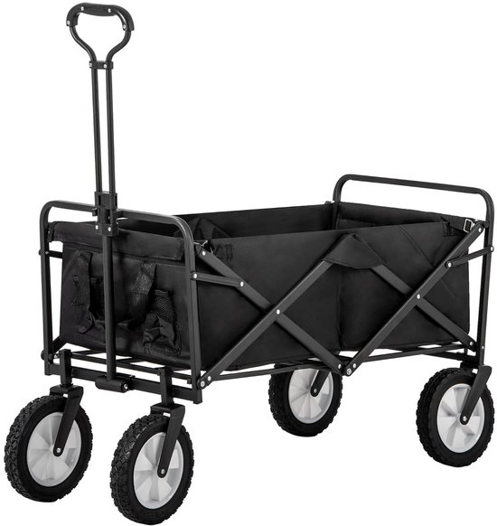 Opvouwbare bolderkar voor outdoor activiteiten – transportwagen met verstelbare handgrepen en zijvak, maximaal 100 kg van Sekey