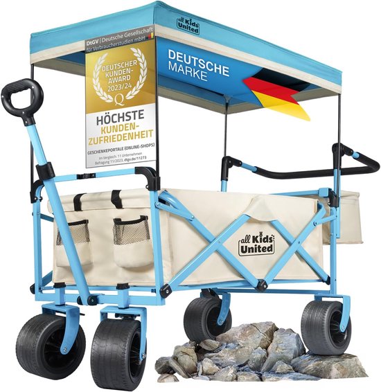 Opvouwbare Bolderkar voor Strand en Buiten - Tot 150kg, XL All-Terrain Wielen & Verstelbaar Handvat