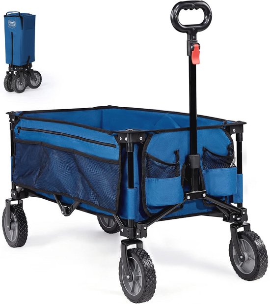 Opvouwbare Bolderkar voor Strand en Tuin - Transportwagen voor Diverse Terreinen met Bekerhouder