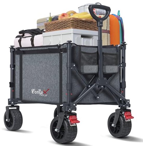 Opvouwbare Bolderkar voor Strand, Tuin en Camping - 120L Capaciteit, 100 kg, Grote All-Terrain Wielen van Sekey