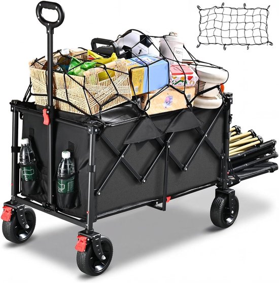 Opvouwbare Bolderkar - Waterdicht - 200 kg Draagvermogen - Uitschuifbare Achterklep - Voor Strand en Camping
