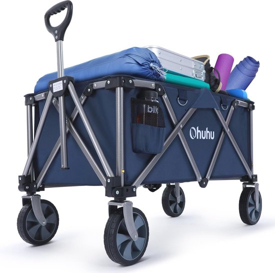 Opvouwbare Bolderkar XL - 145L, 180kg Belastbaarheid, Voor Strand en Tuin - Inklapbaar en Verstelbaar van Opvouwbare Bolderkar