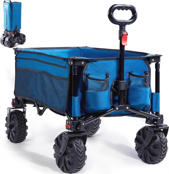 Opvouwbare Bolderkar XXL voor Strand en Tuin - Brede Banden en Verstelbare Handgreep van LifeGoods