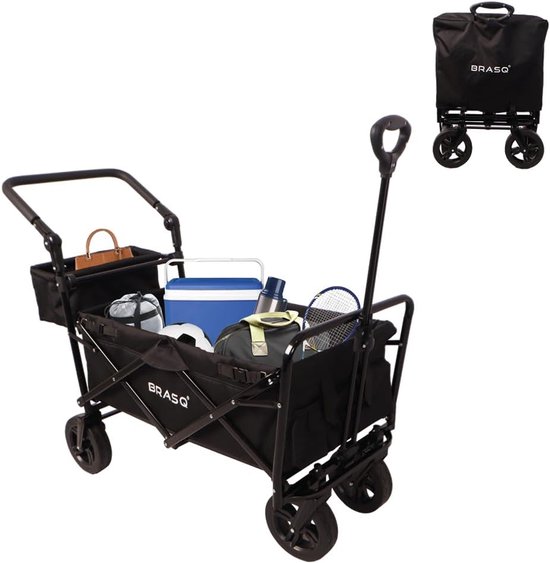 Opvouwbare Bolderkar - Zwart - Lichtgewicht en Duurzaam - Tot 100 kg Draagvermogen - Voor Strand, Camping en Tuin