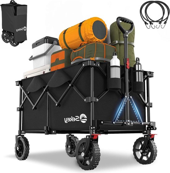 Opvouwbare Bolderwagen 200L 150KG Draagvermogen Geschikt voor Ruw Terrein met Remmen Handkar - Zwart Grote handwagen van AREBOS
