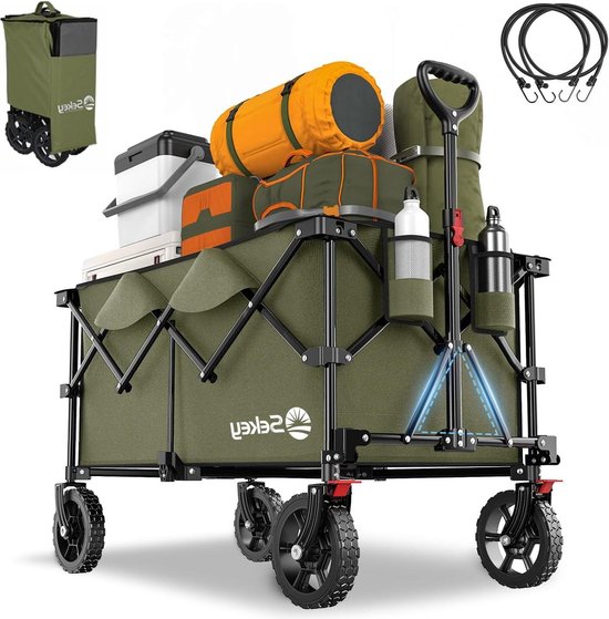 Opvouwbare Bolderwagen 200L 150KG Draagvermogen Ruw Terrein Remmen-Handkar XXL-PlusG 4010 Groen van Merkloos