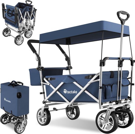 Opvouwbare bolderwagen bolderkar strandkar Nico - blauw - 403550 van Sekey