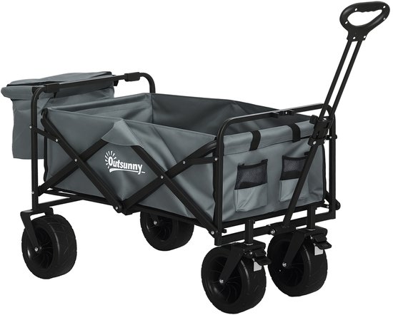 Opvouwbare bolderwagen met koeltas - stalen frame - tot 100 kg - 113x57x77 - 100 cm - donkergrijs