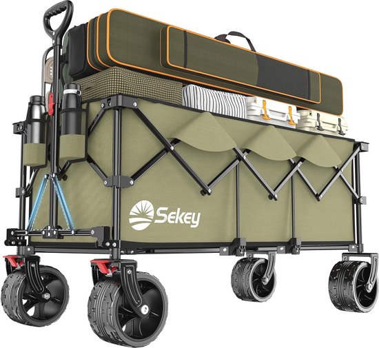 Opvouwbare Bolderwagen XXL 300L met 150KG Draagvermogen - Ideaal voor Allerlei Terrainen, Met Extra Brede Banden en Flexibel Ontwerp van AREBOS