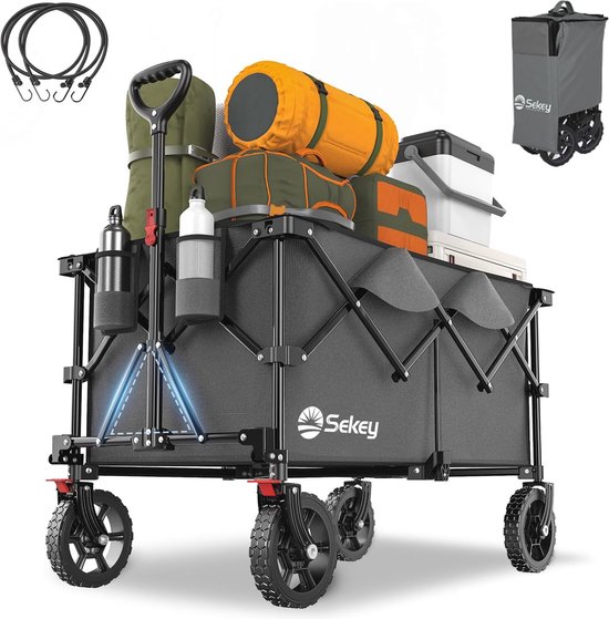 Opvouwbare Bolderwagen XXL met 200L Laadcapaciteit en 150KG Draagvermogen - Geschikt voor Ruw Terrein met Remmen van LifeGoods