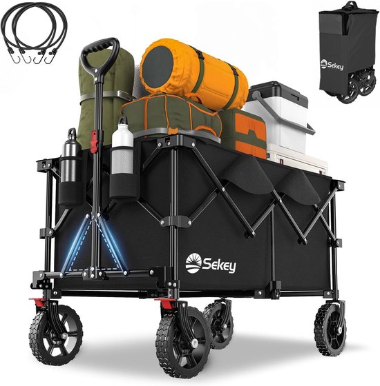 Opvouwbare Bolderwagen XXL Plus - 200L, 150KG Draagvermogen - Geschikt voor Ruw Terrein met Remmen