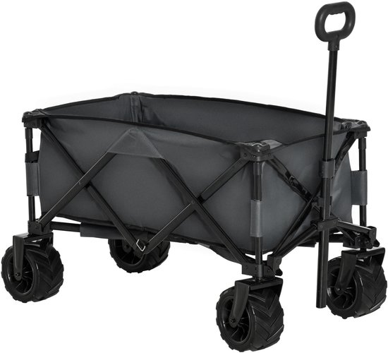 Opvouwbare Bollerwagen - 360° Tuinwagen - Verstelbare Handgreep - Max 20kg - Voor Buiten & Tuin van Merkloos