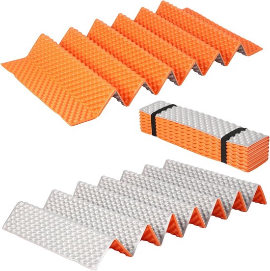 Opvouwbare Camping Pad - Lichtgewicht Slaapmat - Buiten Kamperen - Aluminium Isolatie Laag - 565 cm Breed - Oranje