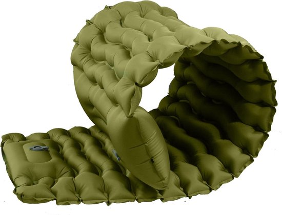 Opvouwbare camping-slaapmat - snel opblaasbaar en verdikt - nylon en TPU - waterdicht en lekvrij - dubbele luchtdeur - met hoofdkussen - lichtgrijs van Hikole