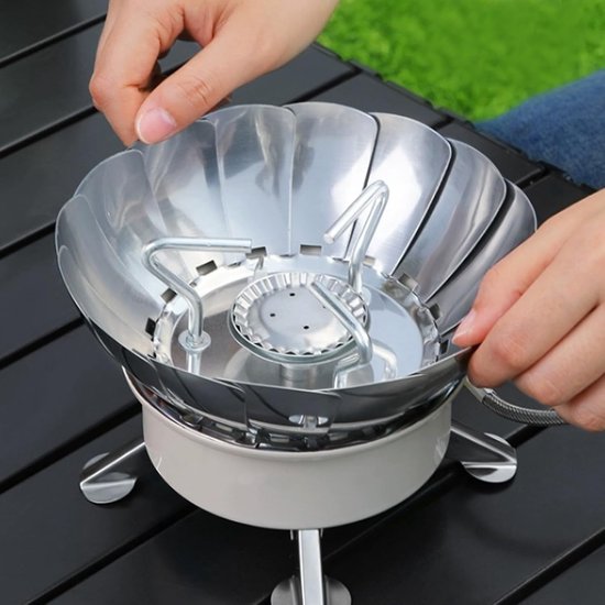 Opvouwbare Campingbrander - Draagbaar Fornuis - Buiten Koken - Piëzo Ontsteking - 13.5 x 11.5 x 11.5 cm - Zilver