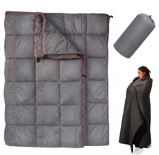 opvouwbare Campingdeken met tas (200*140 CM)-reisdekken- Campingdeken Waterdicht - Multifunctionele Slaapdeken voor Kamperen, Auto Kamperen, Tent & Hangmat - Lichtgewicht Warme Outdoor Deken met Opbergzak - Reisdeken voor 1-2 Personen