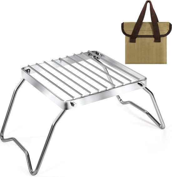 Opvouwbare campinggrill Draagbare roestvrijstalen grillrooster Outdoor kookrooster met draagtas Kampvuurgrill voor picknick Wandelen Camping BBQ van Merkloos