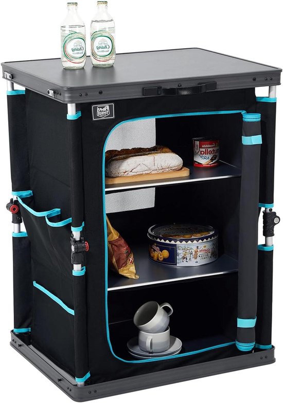 Opvouwbare Campingkast - Buitenopslag Unit - Kampeer Keuken - Snelle Opzet - 60x50x80 cm - Zwart