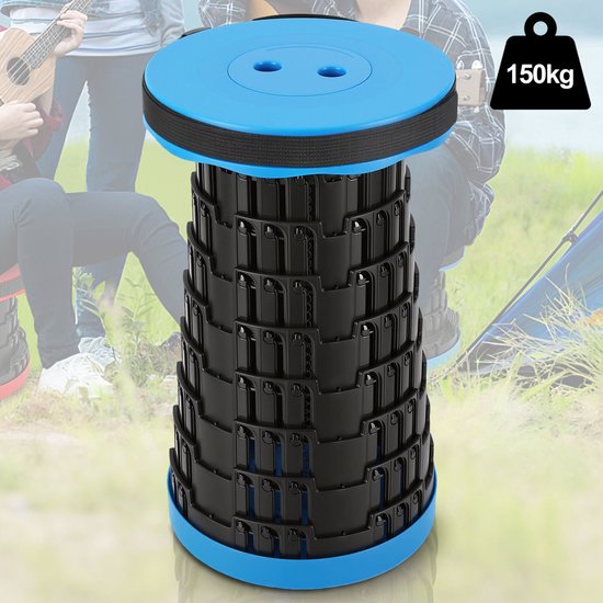 Opvouwbare Campingkruk 150 kg, Verstelbare Viskruk,Lichtgewicht Krukje ,Draagbare Klapstoel ,blauw