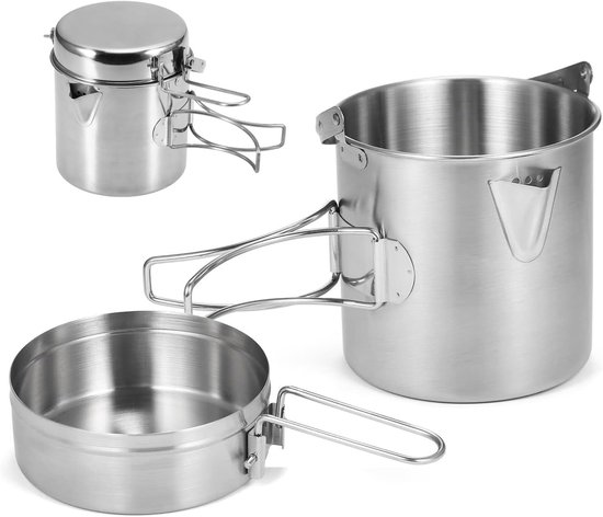 Opvouwbare Campingpan RVS - Lichtgewicht Kookpot met Deksel voor Buitenactiviteiten