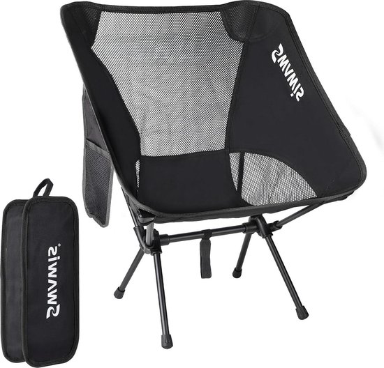 Opvouwbare campingstoel draagbaar voor outdoor tuin strand vissen - SWAWIS ultralicht met draagtas 150 kg visstoel campingstoel van $